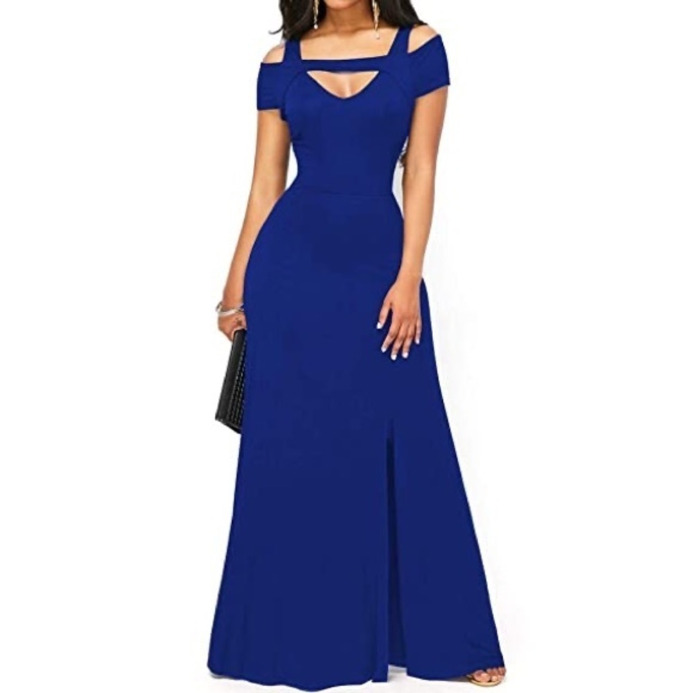 🎉HP🎉 Split Off-Shoulder Maxi Dress in Royal Blue
